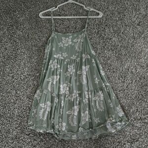 Ocean Drive Sage Dress with White Floral Design